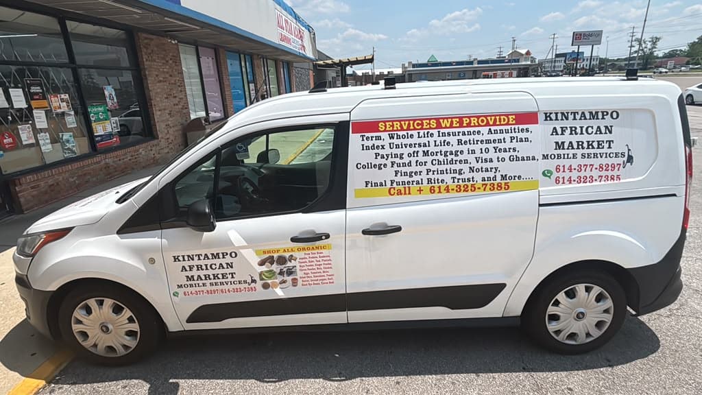 Kintampo African Market mobile service van in Columbus, Ohio